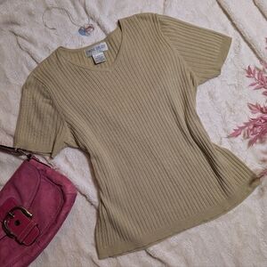 Vintage Olive Ribbed Short Sleeve Tee